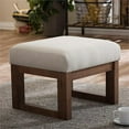 thumbnail image 2 of Pemberly Row Upholstered Ottoman in Light Beige and Walnut, 2 of 4