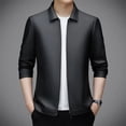 thumbnail image 4 of Chaquetas de cuero de calidad para hombre, cuello polo de otoño, genuinas, para jóvenes y medianas edades, de negocios, informales, para hombres, 4 of 5