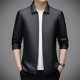 thumbnail image 4 of Chaquetas de cuero de calidad para hombre, cuello polo de otoño, genuinas, para jóvenes y medianas edades, de negocios, informales, para hombres, 4 of 5