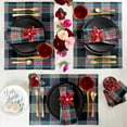 thumbnail image 5 of Linen Plaid Placemats Set of 4 - 100% Pure Linen Christmas Black Jewel Cloth Placemats 14 x 19 Inch - Handcrafted and Machine Washable Table Place Mats, 5 of 6