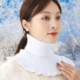 thumbnail image 2 of HAHDAXIA Womens Turtleneck Ribbed Knitted,2Pcs False Collar Ruffles Wrap Solid Scarf,Winter Warm Scarf Elastic Neck Sleeve, 2 of 7