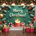 thumbnail image 3 of Green Theme Christmas Banner Festive Design Merry Christmas Banner Red Ornaments Gold Stars Xmas Banner for Christmas Party Holiday Celebration Indoor Decoration, 3 of 9