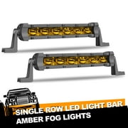 3000k LED Light Bar Amber OFFROADTOWN Single Row Super Slim 2PCS 7 Inch 12D Spot Driving For Off Road Foglights Jeep Ford Polaris RZR UTV 12V , 2 years Warranty