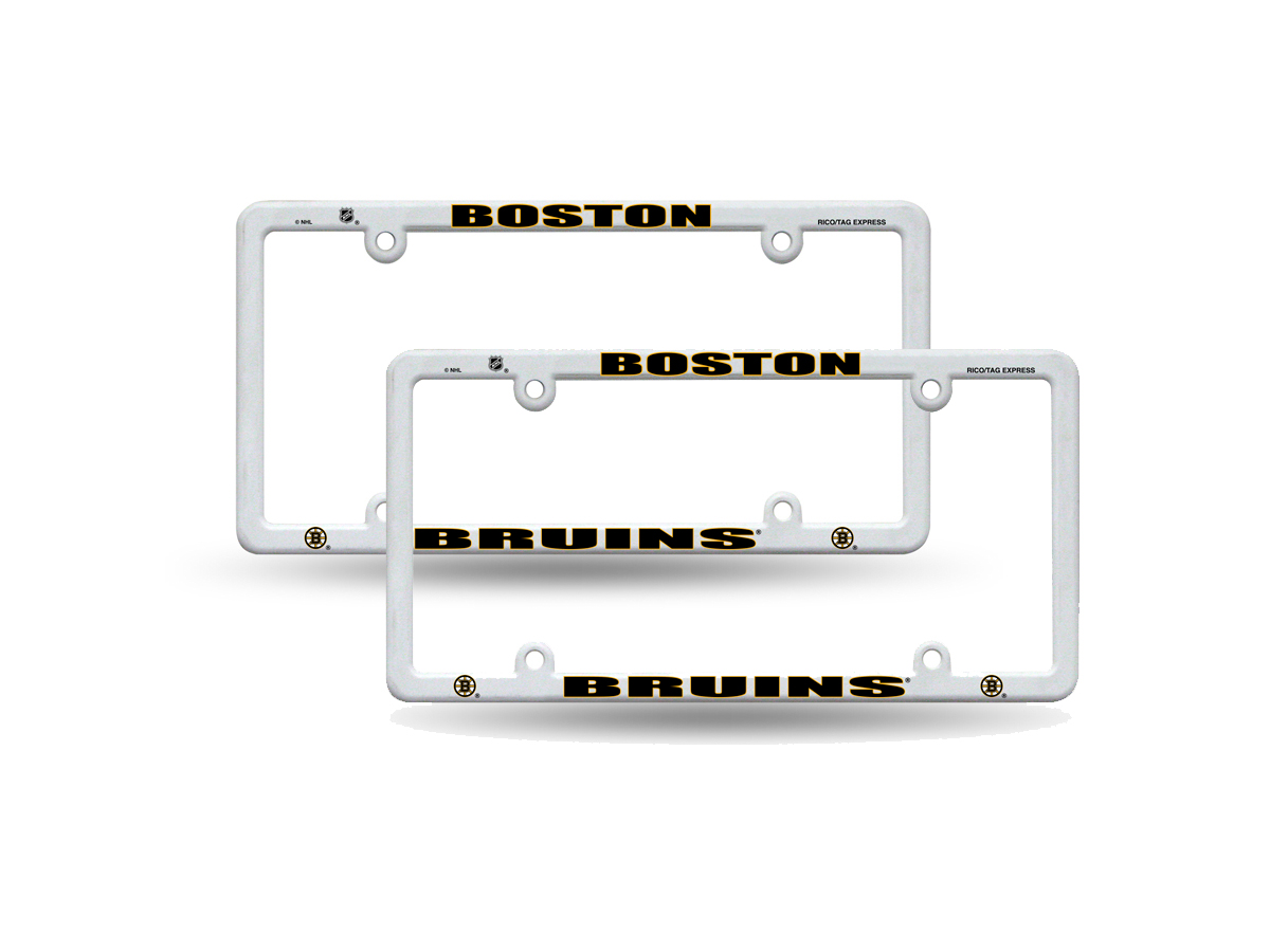 Boston Hockey Bruins Raised Lettering White Plastic (Set of 2) License