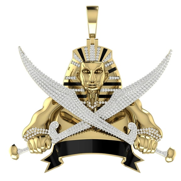 Real Diamond Knights Templar Freemasonry Masonic 10K Gold Over Charm Pendent 3''