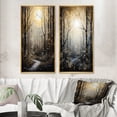 thumbnail image 1 of Designart "Forest Tree Monochrome Moonlit Forms II" Art Mural Encadré Monochrome Ensemble de 2 - Toile Encadrée Florale Dorée pour Décoration de Salon, 1 of 6