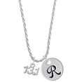 thumbnail image 1 of Delight Jewelry Silvertone Half Marathon - 13.1 with Clear Crystal Silvertone Script Initial Disc - R - Charm Necklace, 20"+3", 1 of 4