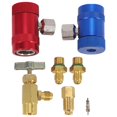 thumbnail image 1 of R1234YF Robinet Auto-Scellant avec Adaptateur de Réservoir R134A et Coupleurs Rapides R1234, pour Réfrigérants A/C Ensemble de Manomètres Pliables, Rouge&Bleu&Or, 1 of 8