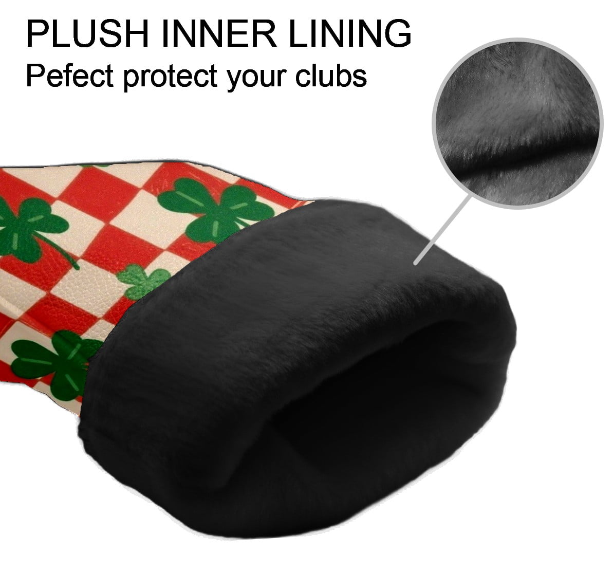 Golf Club Head Cover Waterproof Leather Golf Accessories HeadCovers Set Driver Headcover for Women Men Red Check Clover Pattern