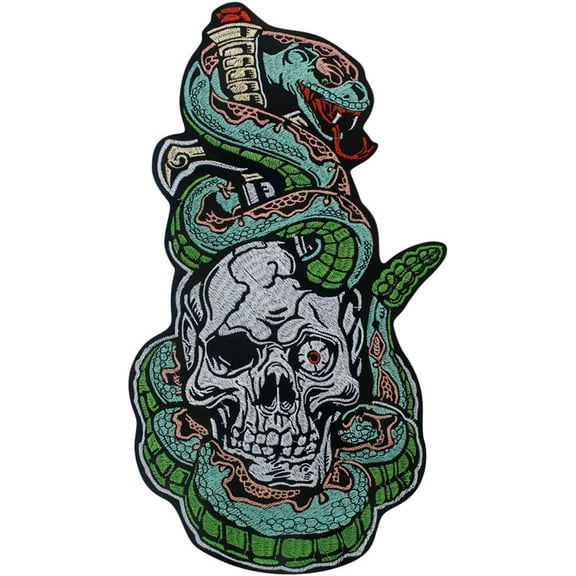 Skull Snake Clothes Patches Embroidered DIY Iron on Sew on Patches for Backpacks Jacket Motorcycle Patch 1 Piece