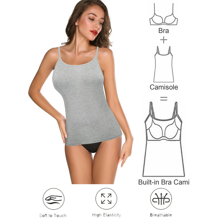 QRIC 2-Pack Women Cami Shapewear with Built in Bra Tummy