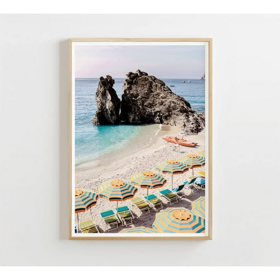 Mediterranean Coast Print, Travel Italy Photography, Italian Coastal Print, Summer Beach Umbrellas Poster, Wall Art, Modern Wall Decor, 8x12 UNFRAMED