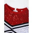 thumbnail image 5 of TiaoBug Girls Cheerleading Uniform Outfits Kids Long Sleeve Off-Shoulder Sequin Leotard Dress with Flower Balls Sets Red 6, 5 of 7
