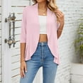 thumbnail image 6 of JGGSPWM Womens Dressy Casual Tops 3/4 Sleeve Shirts Open Front Cardigan Teen Girl Tunic Solid Ruffle Shrugs Cardigans Casual Elegant Outwear Pink S, 6 of 8