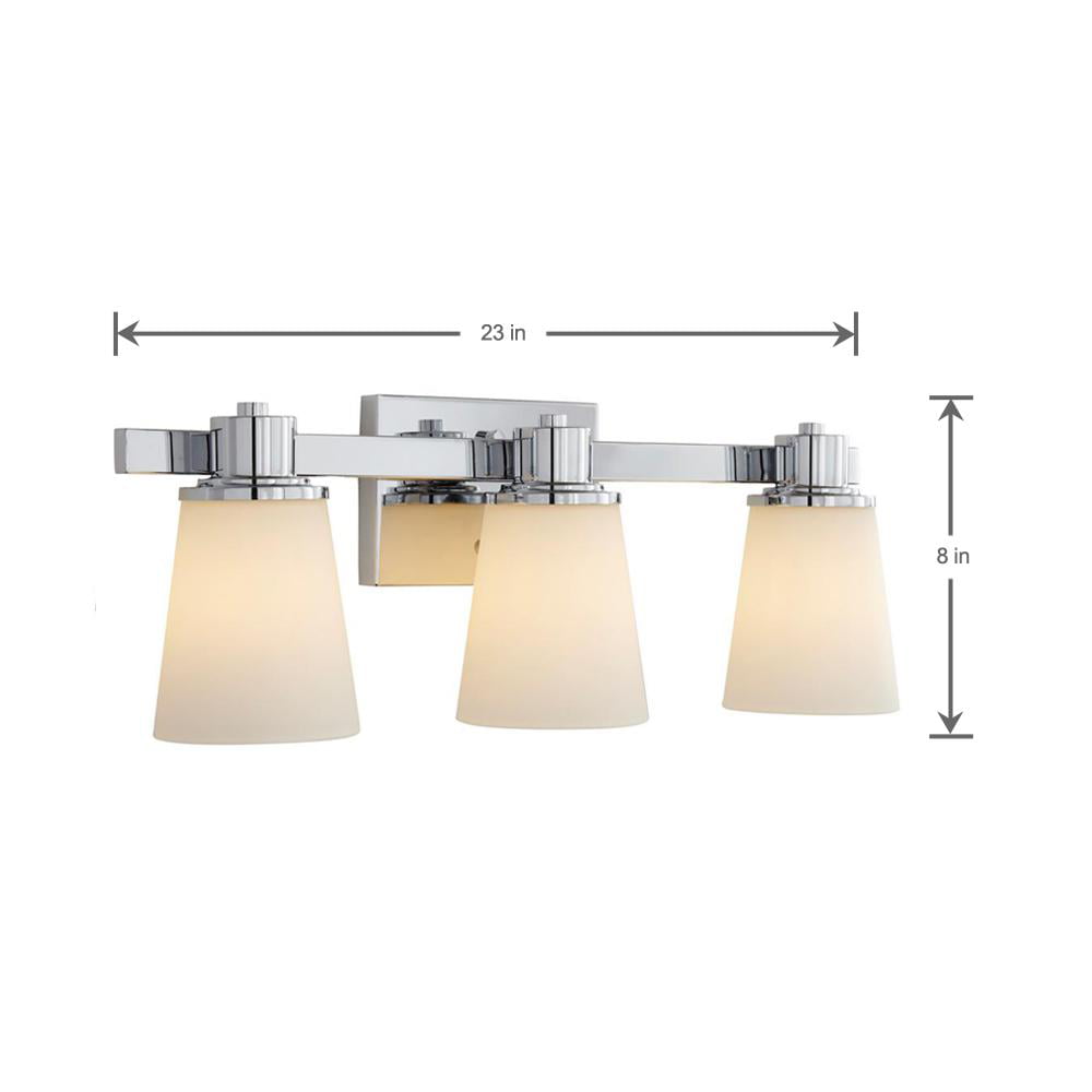 Home Decorators Collection 3 Light Chrome Bath Vanity With Bell Shape Etched White Glass Com - Home Decorators 3 Light Led Vanity Fixture