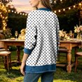 thumbnail image 4 of Women's Fall Winter Vintage Polka Dot Print Denim Patchwork Cardigan Jacket Button‑Front Open Coat with Pockets, Long Sleeve Retro Casual Outerwear White-B, 4 of 5