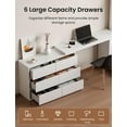 thumbnail image 3 of 6-Drawer Dresser Vanity Combo with Extendable Table, L-Shaped Chest of Drawers with 6 Storage Drawers, MDF Drawer Organizer for Bedroom, Living Room, White, 3 of 6