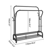 Heavy Duty Clothing Garment Rack, Freestanding Hanger Double Rail Clothing Rack Multi-functional Bedroom Wardrobe Clothes Organizer Stand Double layer 2 Shoe Shelves