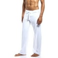 thumbnail image 4 of Hfyihgf Men's Ice Silk Yoga Sweatpants Exercise Pants Open Bottom Athletic Lounge Pants Drawstring Low Rise Sleepwear Trousers(White,M), 4 of 9