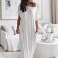 thumbnail image 2 of Women's Casual Loose Fit Round Neck Short Sleeve Solid Color Everyday Dress Comfortable Relaxed Outfit for Spring Summer Fall Womens Casual Trendy Midi Dresses, 2 of 5