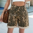 thumbnail image 3 of Womens Jean Shorts Knee Length Trendy Y2k High Waisted Wide Leg Casual Summer Shorts with Pockets Leopard Print M, 3 of 6