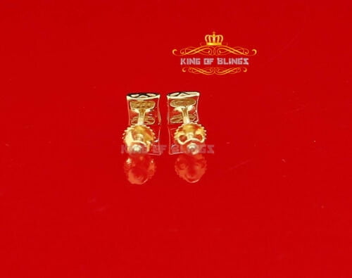 King of Bling's 0.05ct Diamond Stud Earrings For Women Yellow 925 Sterling Silver kite For Men