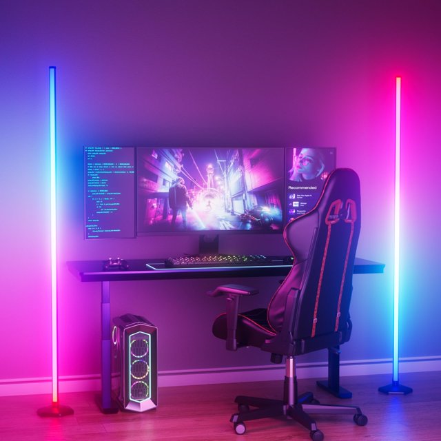 Lámpara CCACC de 2 piezas, 165 cm, LED RGB regulable con cambio de color