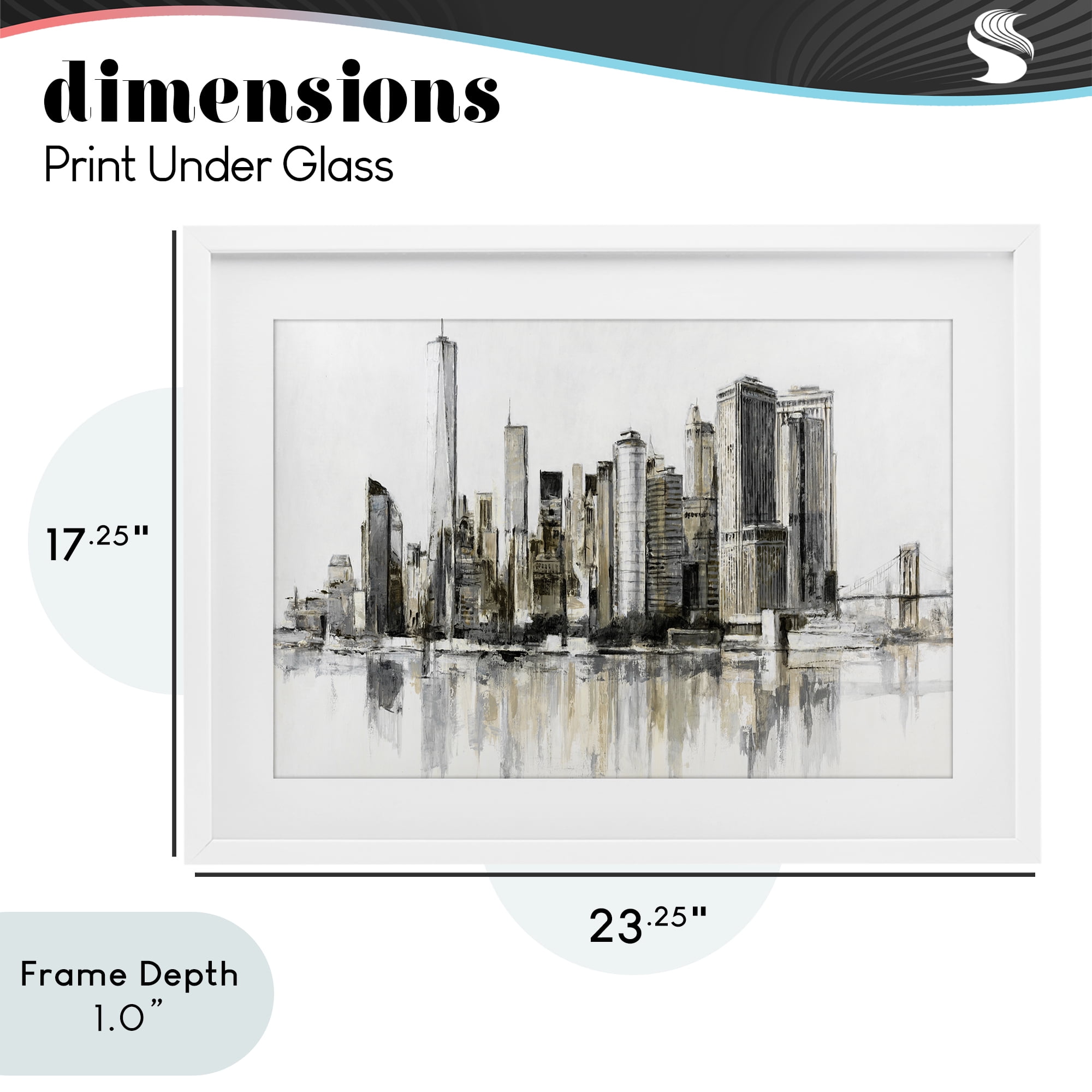 Stupell Industries Urban Skyline Reflection White Framed Print Under Glass, design by Lorenzo Collective