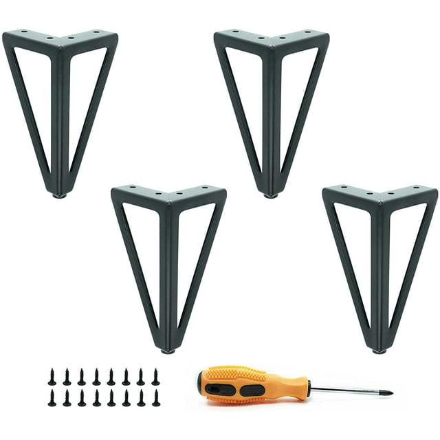 Rawiri - Patas de mesa de metal negro (4 unidades), patas de muebles intercambiables, para mesa de centro, TV, sofá, cama y otras patas de muebles, con tornillos (15 cm)