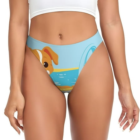 Qokaie Cute Dog In Bath Printed Women s Cotton Thong Underwear  Sexy Breathable Panties G-string-Small