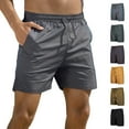 thumbnail image 4 of WREESH Men's Athletic Shorts Basketball Shorts Casual Fashion Solid Workout Shorts Drawstring Elastic Waist Short Pants Brown, 4 of 5