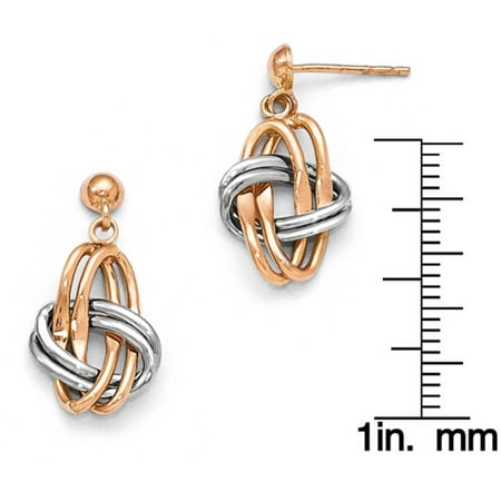 14kt Two-Tone (Rose and White) Polished Post Dangle Earrings