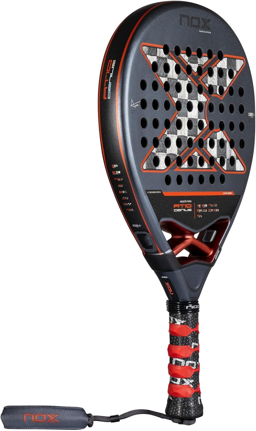 Padel Racket AT10 Genius 18K Alum by Agustin Tapia 2025 | Luxury Teardrop Pala Padel, Enhanced EOS Flap & NOX Custom Grip Technology Dual Texture Spin Control Advanced Pala de Padel Elite Performance