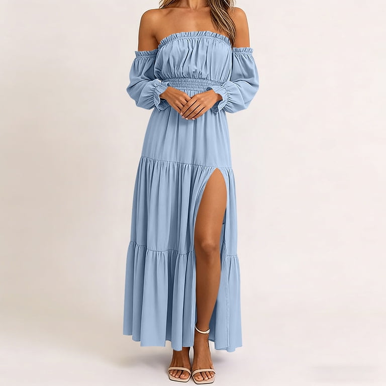 off shoulder flowy dresses Corset Mini Dress for Women Flowy,Women's Summer Chiffon Dress Sexy Flare Sleeve Dress Lace Up Corset Solid Casual Mini Dress 2Pcs 44 (112 cm Flowy Tulle Off Shoulder Beaded