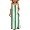thumbnail image 6 of ATOGUTA Girls Dress Boho Spaghetti Strap Summer Vacation Beach Bodycon Maxi Dress Size 5T-14. Green, 6 of 6