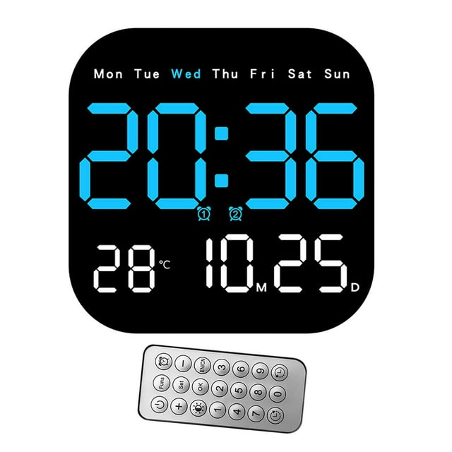 Reloj despertador Digital, configuración de alarma , 10 niveles, ajuste de brillo, temperatura, fecha, semana, visualización para el hogar y la , Azul