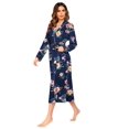 thumbnail image 3 of Ekouaer Women Kimono Robes Full Length Knit Bathrobe Lightweight Soft Sleepwear V-neck Casual Ladies Loungewear, 3 of 6