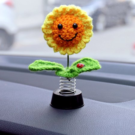 Genérico Car Dashboard Decor, Shaking Sunflower Frog, 3.93x2.75x2.36 Inches, Cute Aesthetic Design, Vibrant Dashboard, Cartoon Dancing Figurine for Car, Desk Ornament