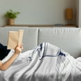 thumbnail image 3 of Wine Soft Flannel Fleece Throw Blanket, Young Woman Relaxing on the Bathroom with Glass of Wine Drawing Art, Cozy Plush for Indoor and Outdoor Use, 50" x 70", Dark Blue Red White, by Ambesonne, 3 of 5