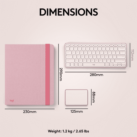 Logitech - Casa Pop-Up Desk Work From Home Kit Compact Wireless Keyboard, Touchpad and Laptop Stand for Laptop/MacBook (10” to 17”) - Bohemian Blush