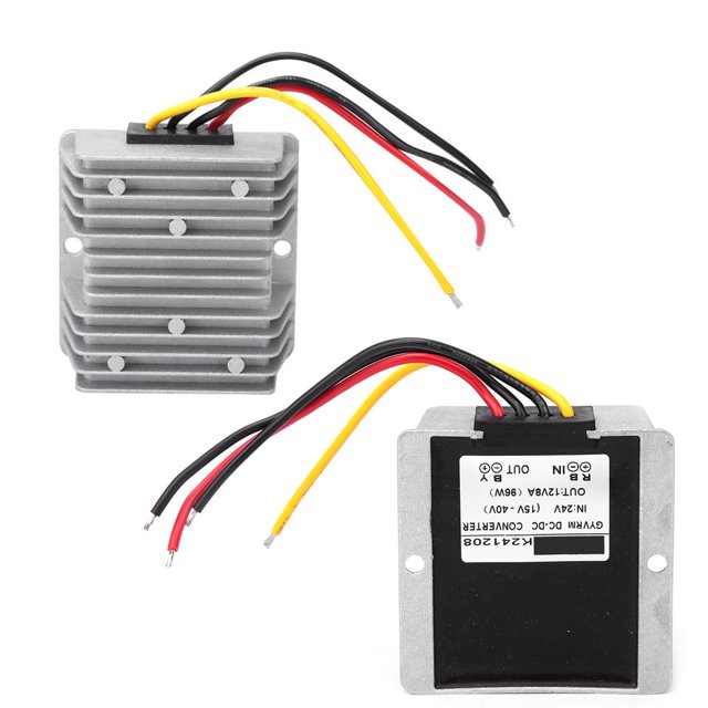 Convertidor De Potencia 8A, Módulo Convertidor Reductor, Motores Para Radios YLSHRF Carcasa de aluminio de 24 V a 12 V 8 A.