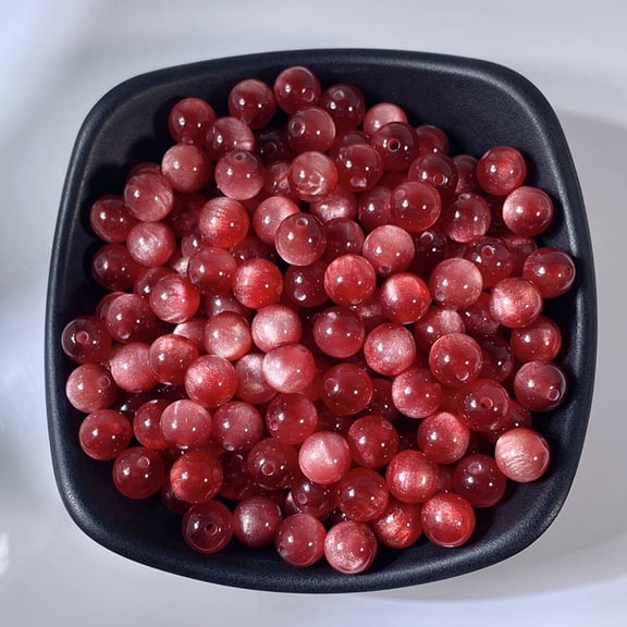 Nvzi straight hole shiny round beads 150Pcs Red 0.31 inch, straight hole beads, modern Bohemian chic beads DIY accessories home decoration beads, DIY jewelry accessories