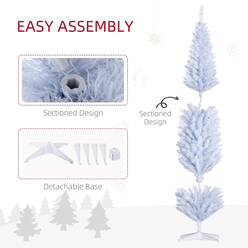 Alvantor Christmas Tree Unlit Pencil with 618 Tips, Slim Holiday Decor 21.75"x21.75"x96" 8ft White