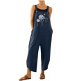 thumbnail image 1 of Mameluco con bolsillo estampado informal a la moda para mujer mono largo con botones y correa, 1 of 8