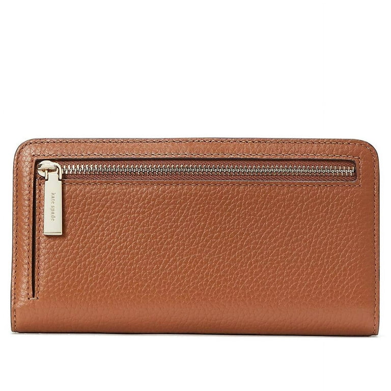 Kate Spade New York Dumpling Large Slim Pebbled Leather Bifold Wallet Warm Gingerbread