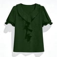 thumbnail image 7 of Ygbgbb Women's Ruffle Trim V Neck Blouses Lightweight Short Sleeve Tops Solid Casual Daily Shirts Trendy Spring Summer Outfits Green M, 7 of 7