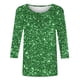 thumbnail image 5 of Tejiojio Women's Sequin Top Round Neck 3/4 Sleeves Sparkly Casual Party Blouse S-2XL, 5 of 5