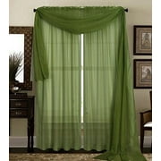 EMPIRE HOME FASHION Qutain Linen Solid Viole Sheer Curtain Window Panel Drapes Set of Two (2) 55" x 63 inch - Hunter Green