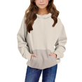 thumbnail image 1 of Milgrthf Tween Girls Color Block Hoodies Sweatshirts Stripes Color Block Casual Long Sleeve Fall Pullover Blouses Khaki 9 Years, 1 of 7