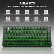 AULA F75 - 75% Mechanical Keyboard,Hot Swappable Custom Gaming Keyboard with Knob,BT5.0/2.4GHz/USB-C,RGB Backlit,Pre-lubed Switches,Double Shot PBT Keycaps,Creamy Mechanical Gaming Keyboards